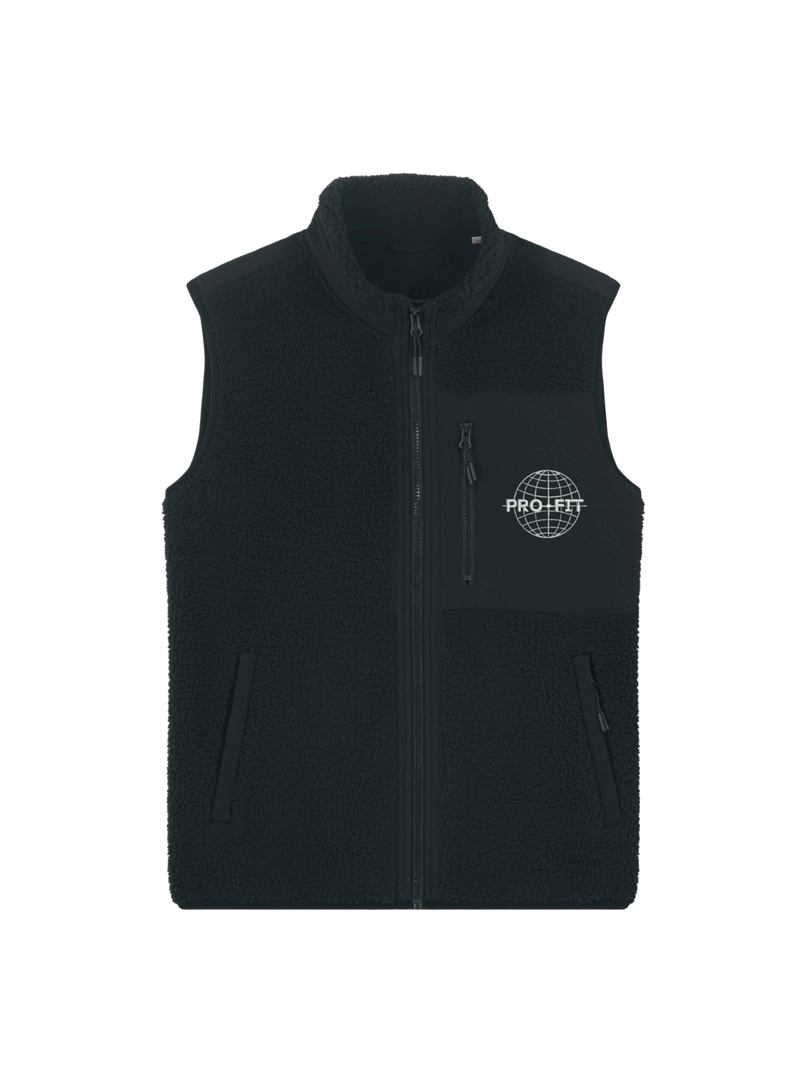 SHERPA SLEEVELESS JACKET - BLACK