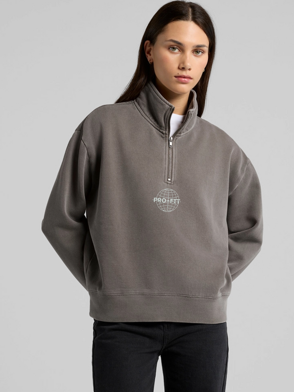 WO'S FADED HALF ZIP - GREY