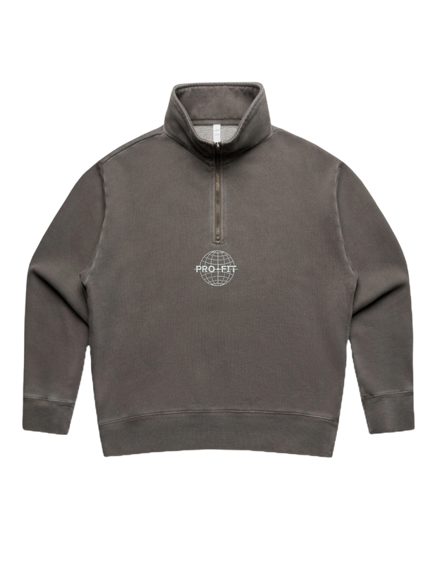 WO'S FADED HALF ZIP - GREY