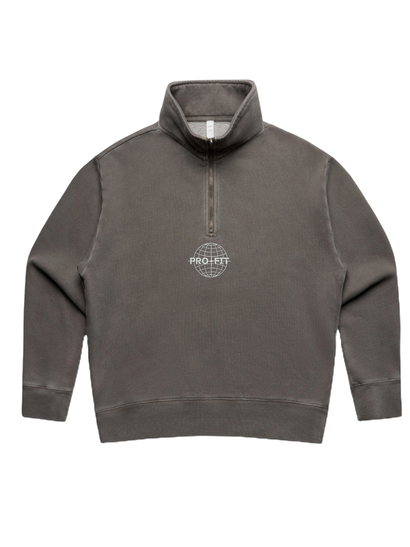 WO'S FADED HALF ZIP - GREY