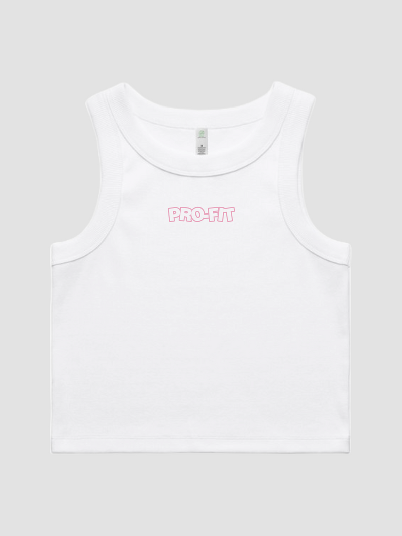 WO'S RIB CROP TANK - WHITE