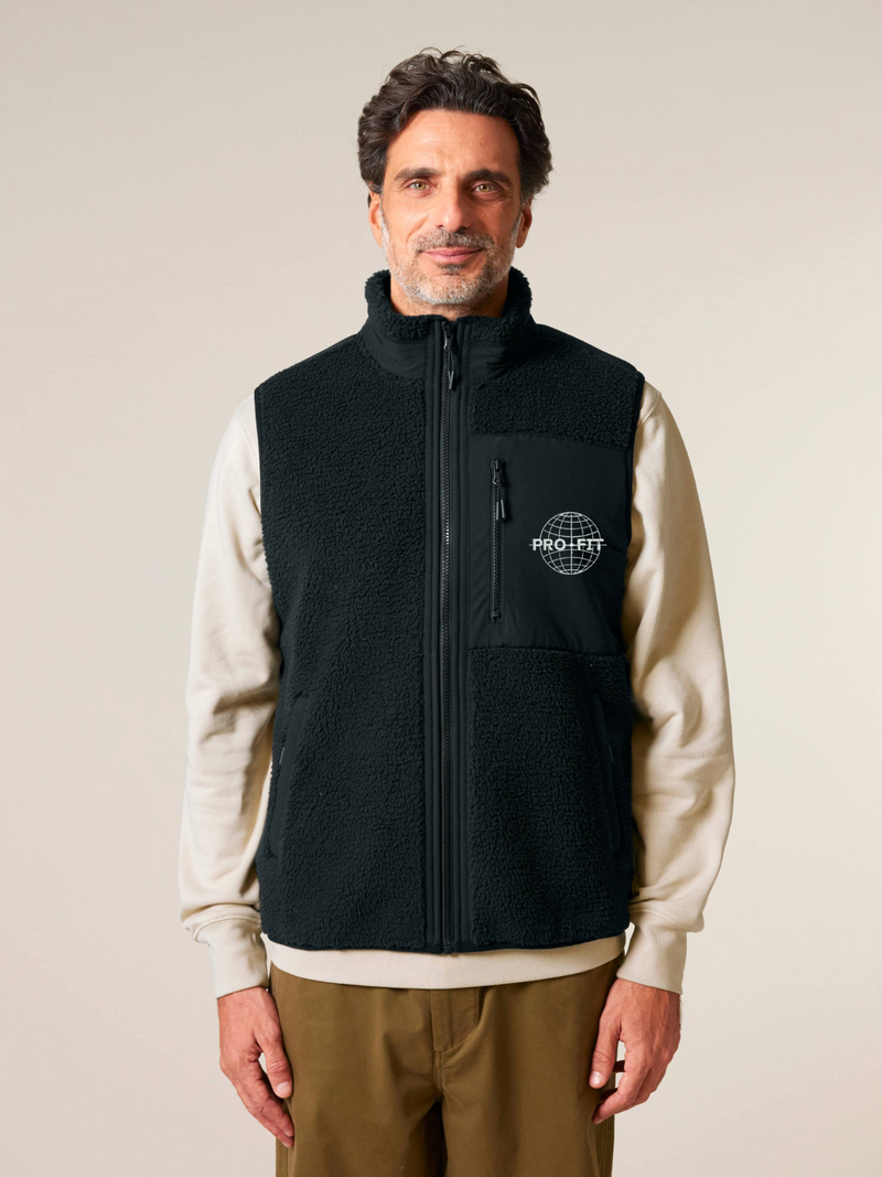 SHERPA SLEEVELESS JACKET - BLACK