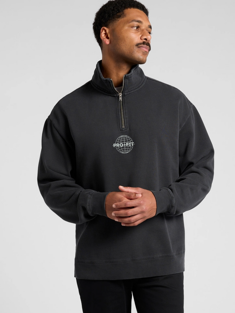 MEN'S FADED HALFZIP - BLACK